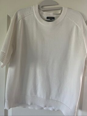 Quince Women's 100% Organic Cotton Ivory Short-Sleeve Sweater Tee